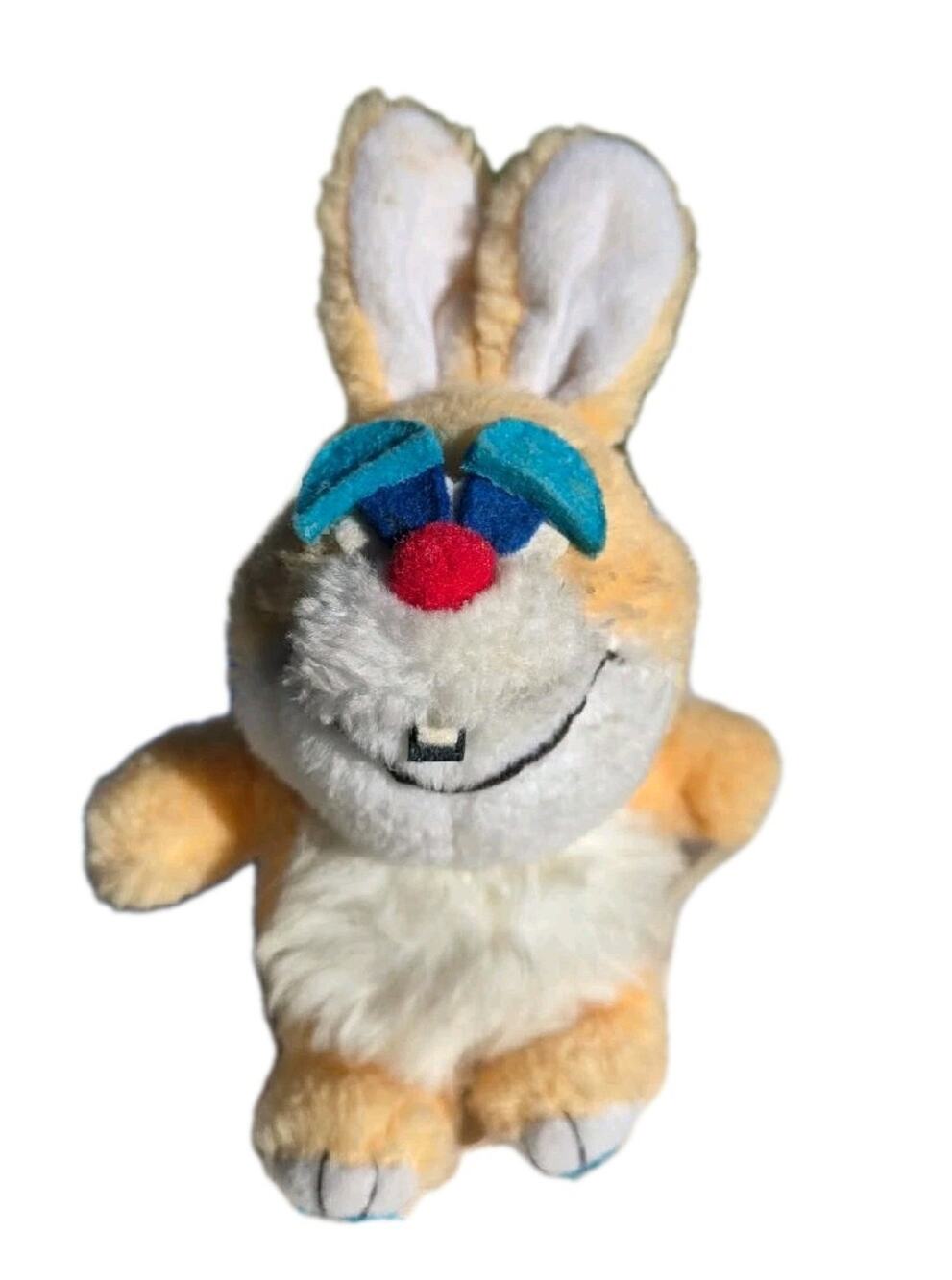 Spearhead Marketing 1983 Rabbit Stuffed Animal Small Plush Yellow and White 8in